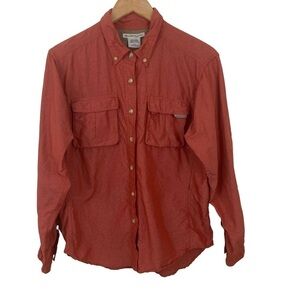 ExOfficio Womens Outdoors Vented Top Button Front Collared Orange Sz S Sporty